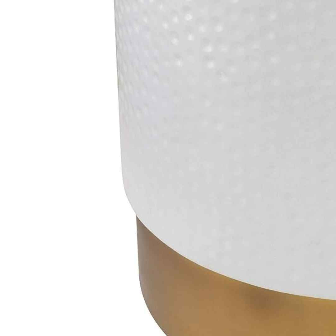 white dimpled side table with gold base