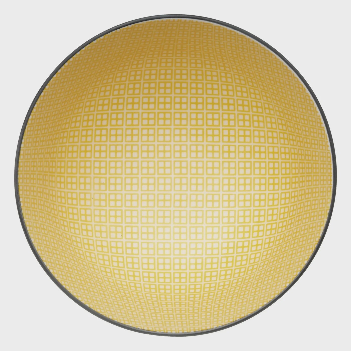 yellow and black porcelain bowl inside