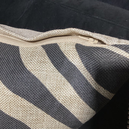 zebra striped decorative pillow black and tan